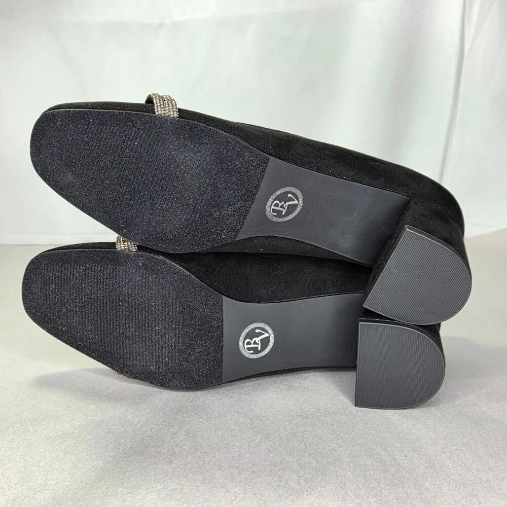 NWT Bella Vita Marigold Jewel Knot Square Toe Pumps - Black Suede